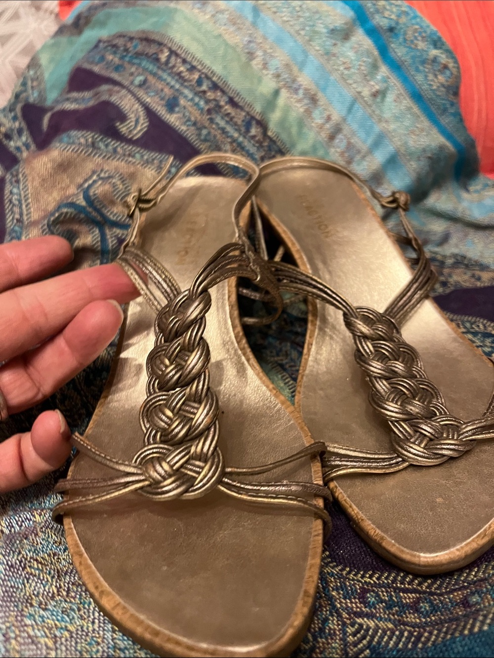 Kenneth Cole Reaction Metallic Braided Slingback Sandals - Gold